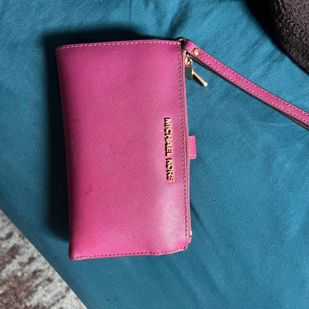 Purple Michael Kors clutch wallet